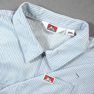 Vintage USA Ben Davis Striped Half Zip Short Sleeve Work Mechanic Men Shirt 3XL